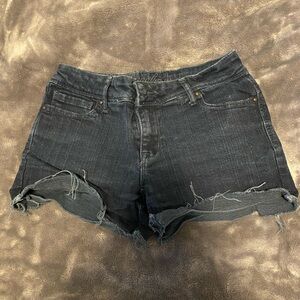 Women’s dark wash jean shorts, lightly worn